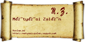 Mátyási Zalán névjegykártya